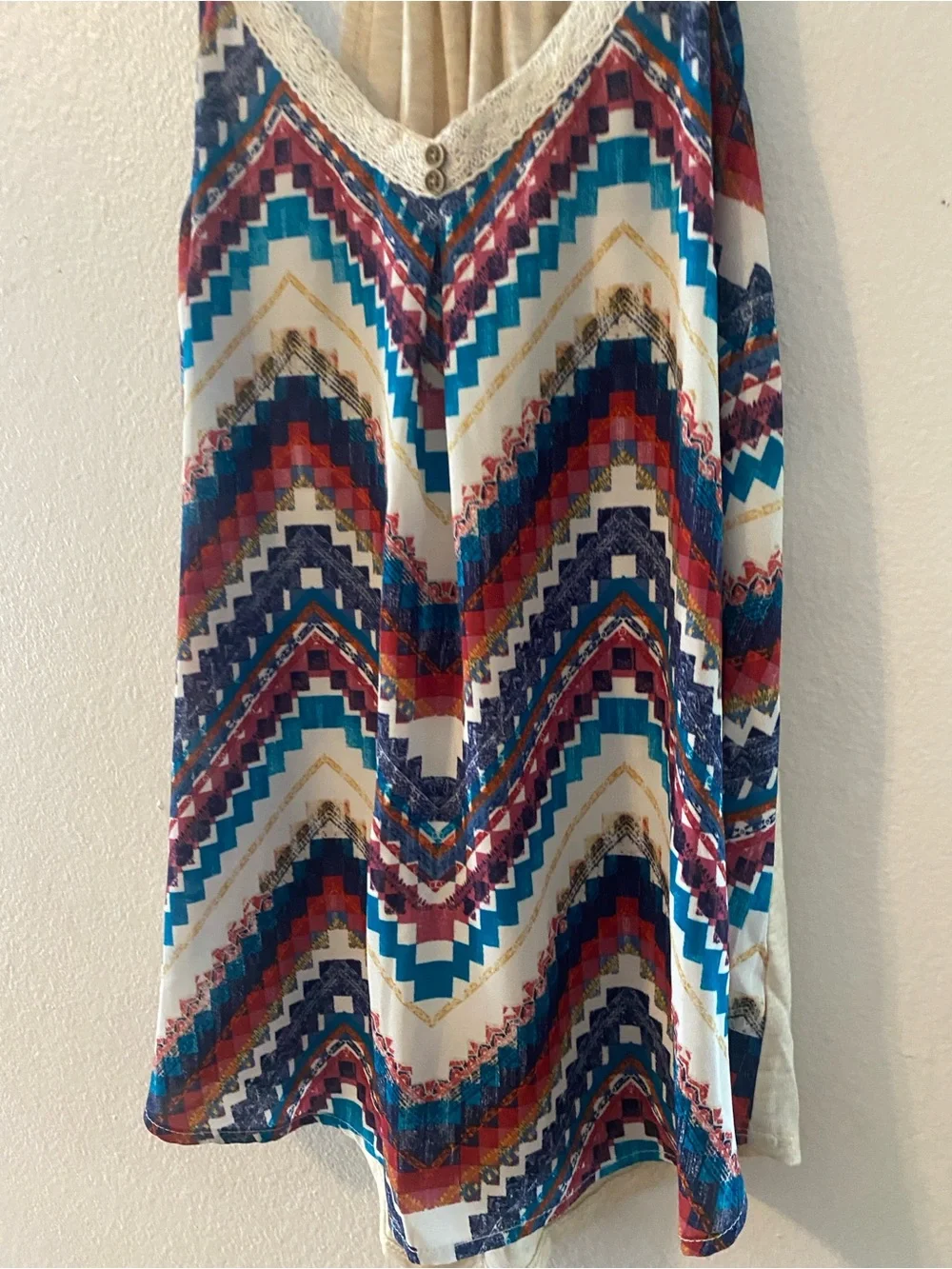 Rewind Boho Chevron Print Halter Tank Top